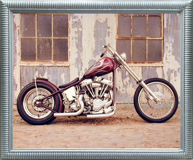 Impact Posters Gallery Chopper Buck Lovell Vintage Motorcycle Bike Wall Picture Silver Framed Art Print