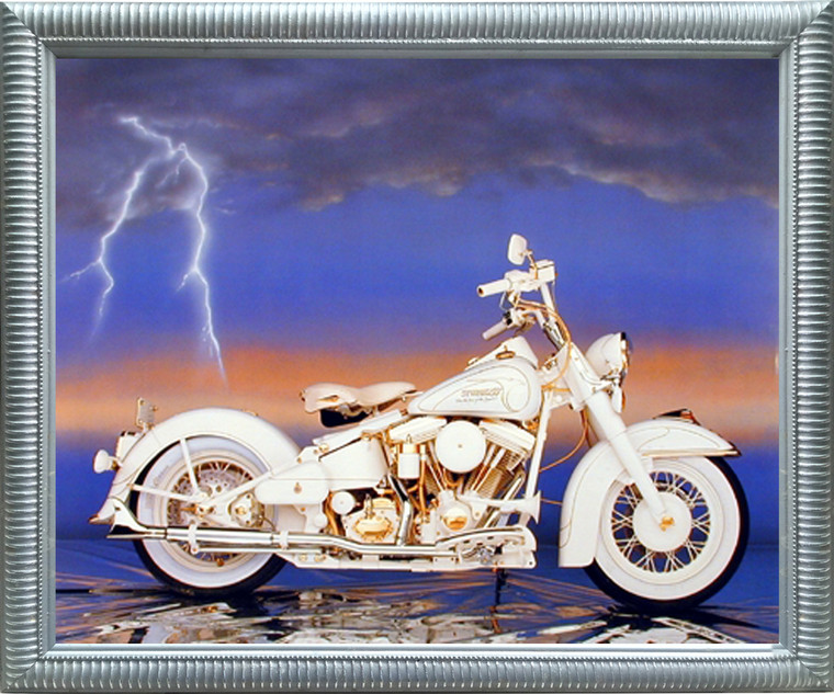 Impact Posters Gallery 50th Anniversary Harley Sturgis Motorcycle Wall Silver Framed Picture Art Print