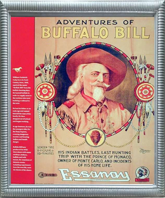 Framed Wall Decor Buffalo Bill Western Rodeo Cowboy Vintage Silver Framed Picture Art Print