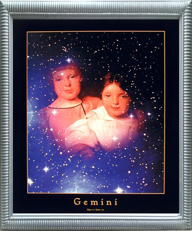 Impact Posters Gallery Astrology Gemini May 22 - Jun 22 Zodiac Silver Framed Picture Art Print