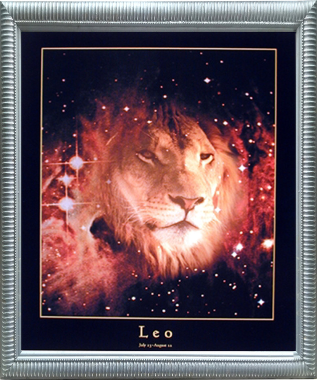 Astrology Leo Jul 24 - Aug 23 Zodiac Wall Decor Silver Framed Picture Art Print