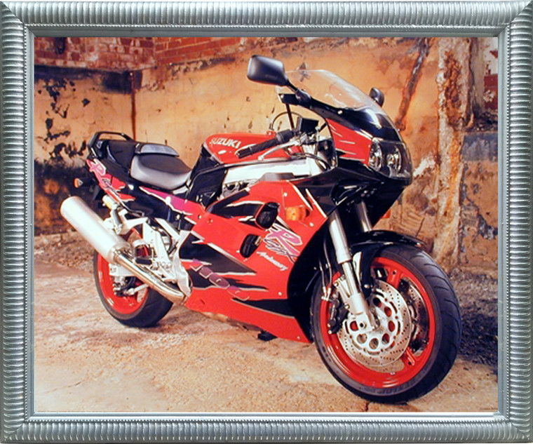 Framed Wall Decor Suzuki 1100 GSX Anniversary Sports Motorcycle Silver Picture Art Print (20x24)