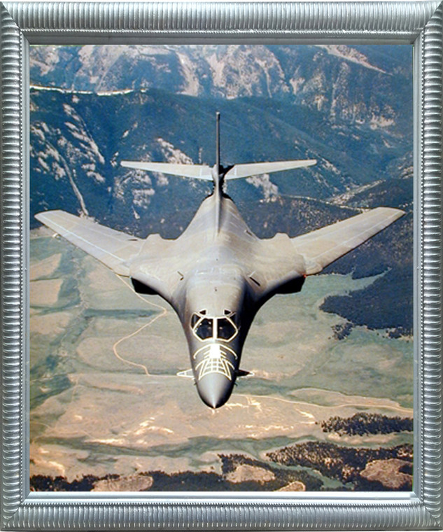 Aviation Framed Poster - Rockwell B-1 Lancer Bomber Jet Airplane Decor Wall Silver Picture Art Print (20x24)