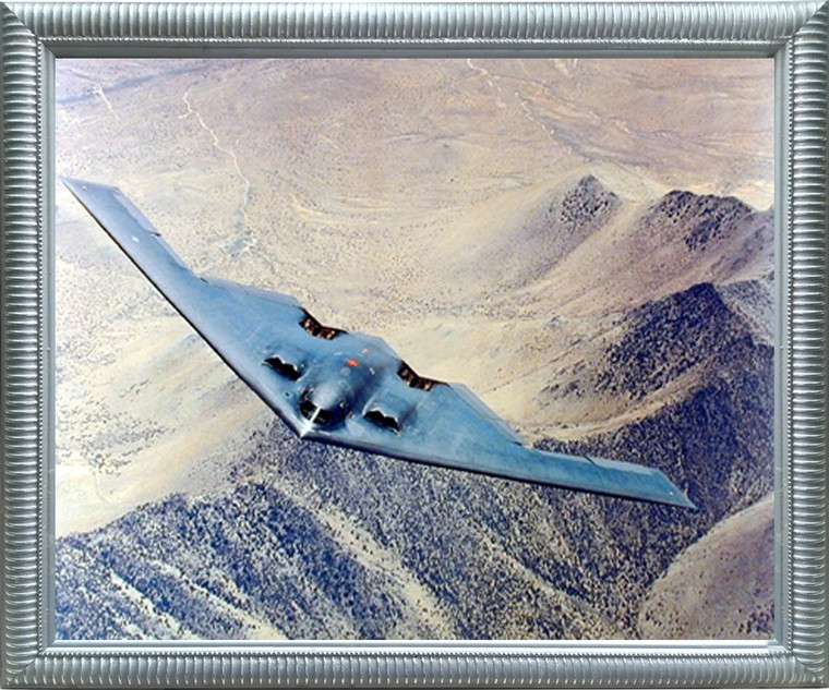 Impact Posters Gallery Aviation Framed Poster - B-2 Bomber Jet Plane Aircraft Silver Wall Decor Art Print Picture