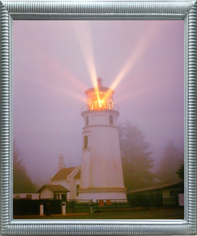 Impact Posters Gallery Lighthouse in Oregon  Scenery Silver Picture Art Print Framed Wall Decoration (20x24)