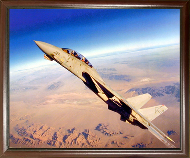 Framed Wall Decoration Aviation Framed Poster - Grumman F-14 Tomcat Jet Aircraft Mahogany Picture Art Print (20x24)
