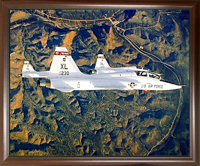 Framed Wall Decor Military M F Winter T-38 Formation Aviation Jet Airplane Vintage Aircraft Picture Mahogany Art Print Poster (20x24)