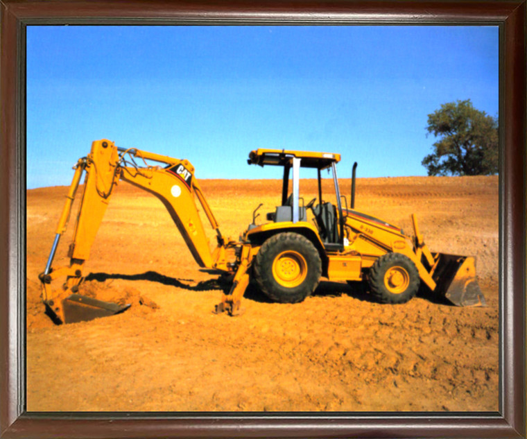 Caterpillar Cat Wheel Loader Excavator Truck Mahogany Framed Art Print Picture (20x24)