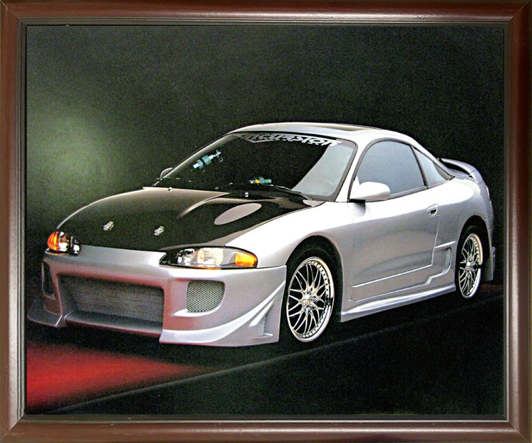 Mitsubishi Eclipse Custom Street Racer Sports Car Mahogany Black Framed Wall Decor Art Print Picture (18x22)