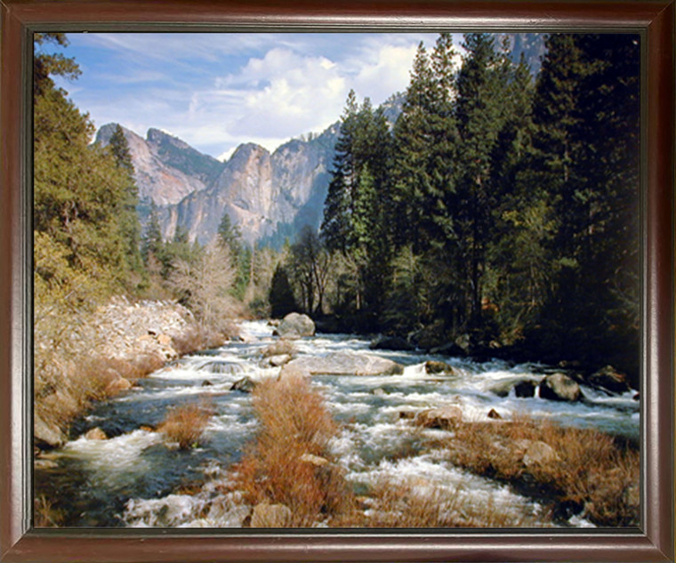 Impact Posters Gallery Yosemite Merced River Framed Wall Home Decor National Park Scenery Mahogany Art Print Picture