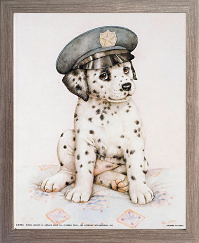 Framed Wall Decor Cute Dalmatian Puppy Police Pup Kids Room Barnwood ...