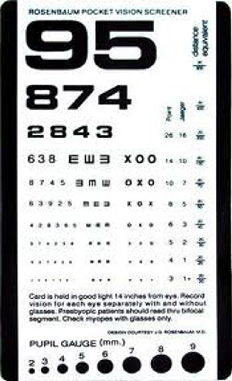 Handheld Visual Acuity Chart