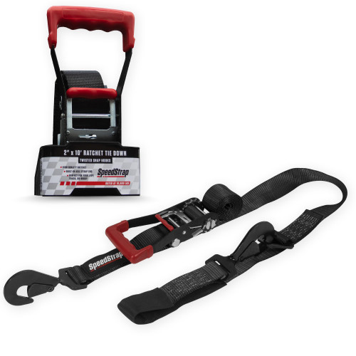 SpeedStrap Heavy Duty Ratchet Tie Down 2" x 10' with Twisted Snap Hooks + Axle Strap Combo, 10,000 lb. Break Strength for Securing Jeep, Truck, Buggy (1 Strap) SpeedStrap Heavy Duty Ratchet Tie Down 2" x 10' with Twisted Snap Hooks + Axle Strap Combo, 10,000 lb. Break Strength for Securing Jeep, Truck, Buggy (1 Strap)