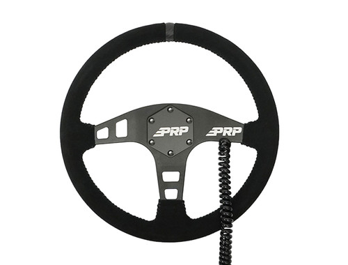 PRP Heated Flat Suede Steering Wheel, Black PRP Heated Flat Suede Steering Wheel, Black