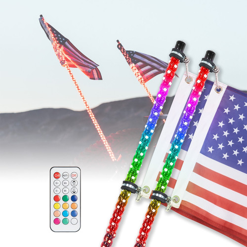 4FT Spiral Whip Light with RF Remote Control, 366 colors, 2 pcs 4FT Spiral Whip Light with RF Remote Control, 366 colors, 2 pcs