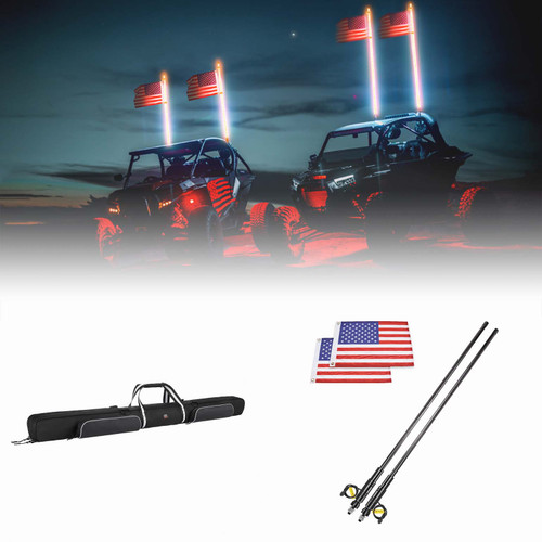 4FT LED RGB Whip Lights And Storage Bag For Can-Am, Polaris 4FT LED RGB Whip Lights And Storage Bag For Can-Am, Polaris
