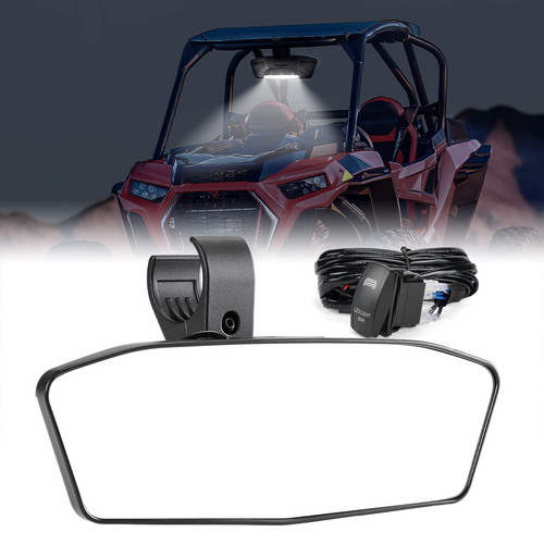 Rear View Mirror With Lights Fit 1.75"-2" Round Roll Bar Rear View Mirror With Lights Fit 1.75"-2" Round Roll Bar