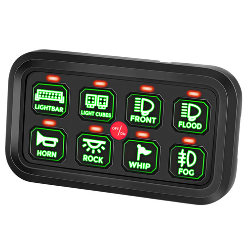 12-24V 8 Gang Switch Panel for Cars, UTVs, Trucks, Wrangler & RZR X3 12-24V 8 Gang Switch Panel for Cars, UTVs, Trucks, Wrangler & RZR X3