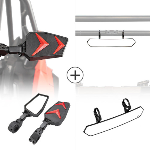 Universal Color Side Rear View Mirrors and Rear View Mirror For 1.75"-2'' UTV Roll Bar Universal Color Side Rear View Mirrors and Rear View Mirror For 1.75"-2'' UTV Roll Bar