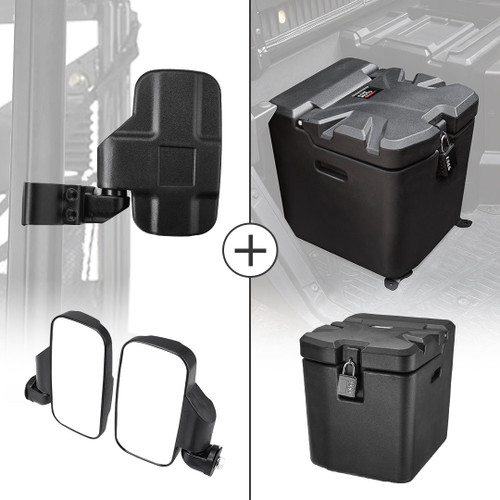 Adjustable Break Away Side Mirrors & Under Seat Storage Box for Polaris Ranger XP 1000 Adjustable Break Away Side Mirrors & Under Seat Storage Box for Polaris Ranger XP 1000