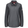 Bulwark FR iQ Series Comfort Knit Womens Long Sleeve Polo QT15 Charcoal Front