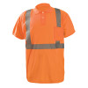 Occunomix Class 2 Hi Vis Moisture Wicking Short Sleeve Polo Shirt LUX-SSPP2B Orange Front