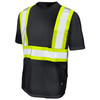 Tough Duck Class 1 Enhanced Vis Black Two-Tone X-Back T-Shirt with Pocket S392-BLK Front