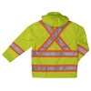 Work King Safety Class 3 Hi Vis Two-Tone X-Back Rain Jacket S372 Fluorescent Green Back