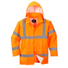 PortWest Class 3 Hi Vis Rain Jacket UH440 Orange with Hood