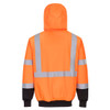 PortWest Class 3 Hi Vis Yellow with Black Bottom Hoodie UB315 orange back