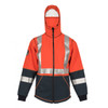 DragonWear FR Non-ANSI Hi Vis Orange Navy Bottom X-Back Elements Lightning Made in USA Jacket DFML135 with Hood and Balaclava