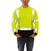 Tingley Class 3 Hi Vis Yellow Black Bottom Moisture Wicking Job Sight Long Sleeve T-Shirt S75622 Front