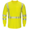 Bulwark FR Class 3 Hi Vis Yellow Long Sleeve T-Shirt with Segmented Tape SMK8HV Front