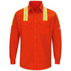 Bulwark FR Enhanced Visibility Two-Tone Orange Long Sleeve Uniform Shirt SLATOR Front