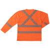 Tough Duck Class 3 Hi Vis X-Back Long Sleeve T-Shirt with Pocket and Segmented Tape ST081 Fluorescent Orange Back