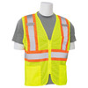 ERB Class 2 Hi Vis Lime Two-Tone Mesh Safety Vest with Zipper Front S383P-L Right Side Profile