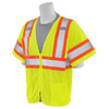 ERB Class 3 Hi Vis Lime Two-Tone Mesh Safety Vest S683P-L Left Side Profile