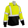 ERB Class 3 Hi Vis Lime Black Bottom Pullover Hooded Sweatshirt W376B-L Right Side Profile