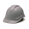 Box of 16 Pyramex Ridgeline Cap Style Vented 4-Point Ratchet Hard Hats HP44112V Gray Front Angled