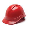 Box of 16 Pyramex Ridgeline Cap Style 6-Point Ratchet Hard Hats HP46120 Red Front Angled