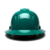 Box of 12 Pyramex Ridgeline Full Brim 6-Point Ratchet Hard Hats HP56135 Green