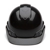 Box of 16 Pyramex Ridgeline Cap Style 4-Point Ratchet Hydro Dipped Hard Hats HP44117S Shiny Black Front
