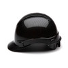 Box of 16 Pyramex Ridgeline Cap Style 4-Point Ratchet Hydro Dipped Hard Hats HP44117S Shiny Black Side Profile