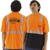 Majestic Class 2 Hi Vis Orange Black Bottom T-Shirt with Chainsaw Striping 75-5216 Back with Printing Areas