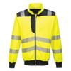 PortWest Class 3 Hi Vis Yellow with Black Trim Full Zip Sweatshirt PW370 Front