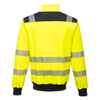 PortWest Class 3 Hi Vis Yellow with Black Trim Full Zip Sweatshirt PW370 Back