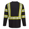 PortWest Enhanced Visibility Black Iona Long Sleeve T-Shirt with Pocket S346 Back