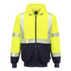 Portwest Hi-Vis Contrast Segmented Tape Zipped Hoodie Yellow