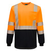 Portwest Hi-Vis Segmented Tape Contrast T-Shirt L-S S197 Orange