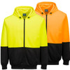 Portwest Hi-Vis Two-Tone Zip Hoodie Orange Yellow Black UB327
